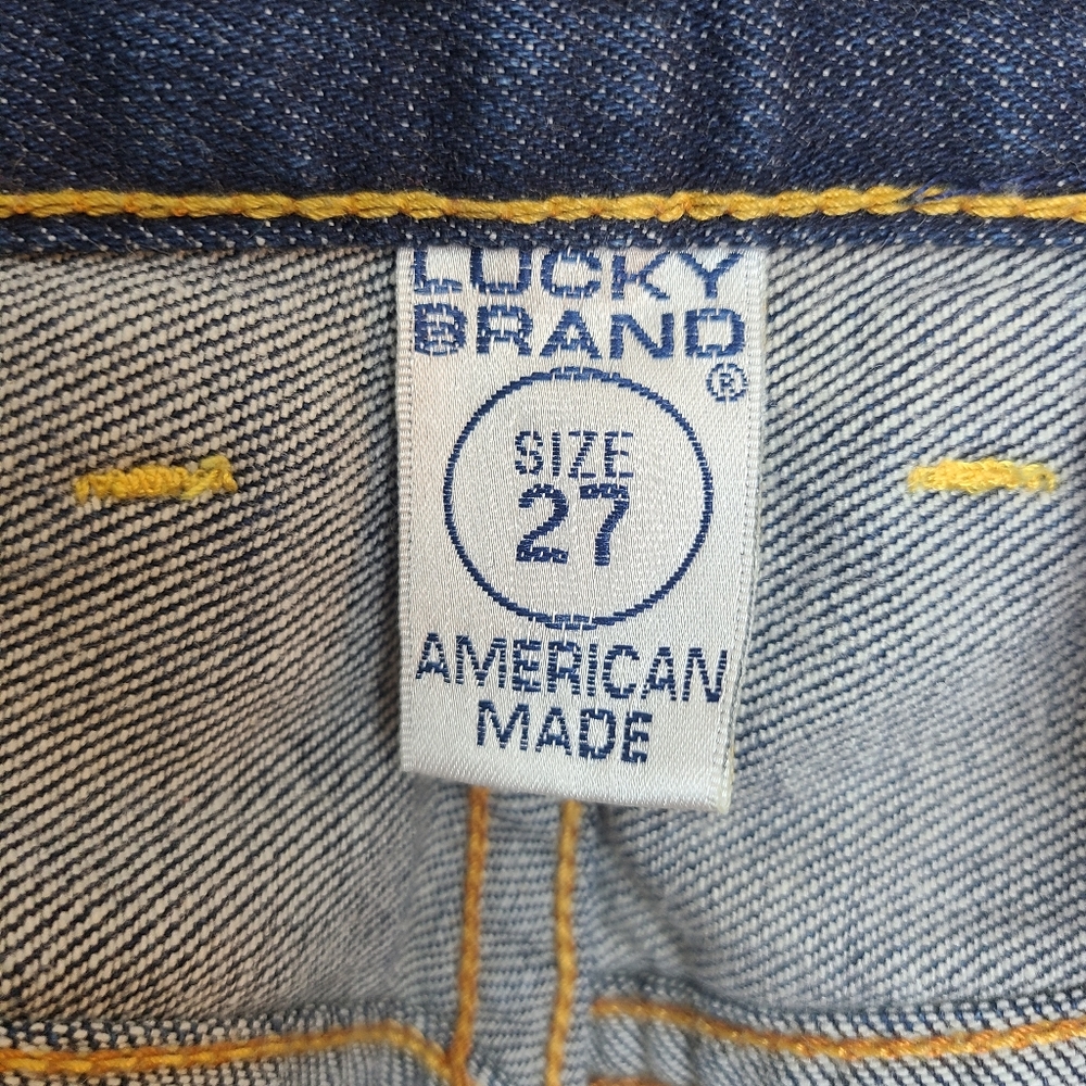 Lucky Brand Jeans Dungarees Easy Rider Long Dark Wash Button Fly Size 27 - Picture 13 of 14